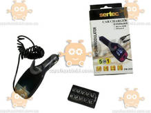 FM модулятор Sertec USB/пульт/MP3/12-24В/microSD/SD/microUSB зарядка 2,1А