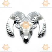 Наклейка 3D металлическая DODGE 7х6см СЕРЕБРО silver (эмблема, значок, надпись, логотип) (пр-во Тайвань)