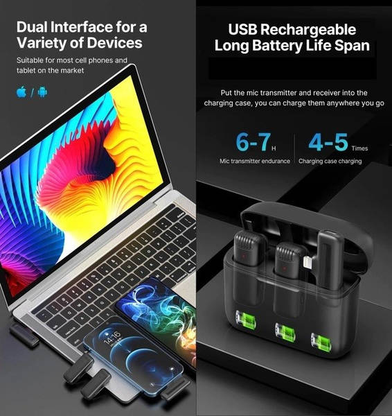 Микрофон петличный Ulanzi J13 для iPhone (порт Lightning) беспроводной черный (пр-во Ulanzi) CН-ТЕСТ - фото №4