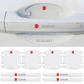 Защитные плёнки дверных ручек SUZUKI 8шт (4 наклейки под ручки+4 на ручки) СИЛИКОН (Завод) СН