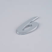 Эмблема надпись 6 для MAZDA ХРОМ 58х36мм пластик на скотче (логотип, значок, шильдик) (пр-во Завод) СН