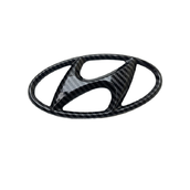 Эмблема решетки Hyundai ЧЕРНАЯ карбон 129х64мм пластик (2 направляющие + скотч) (пр-во Завод) СН